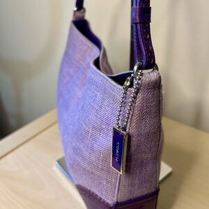 Coach Girlie Herringbone Purple Wool Leather Perforated Purple 2000 Bag 8146